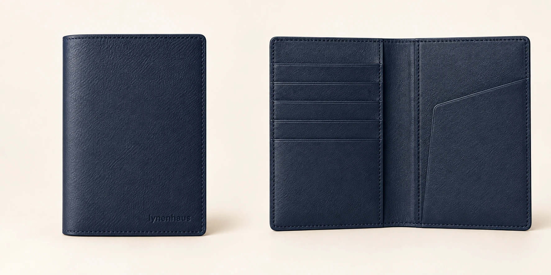 Executive navy travel folio exterior and interior